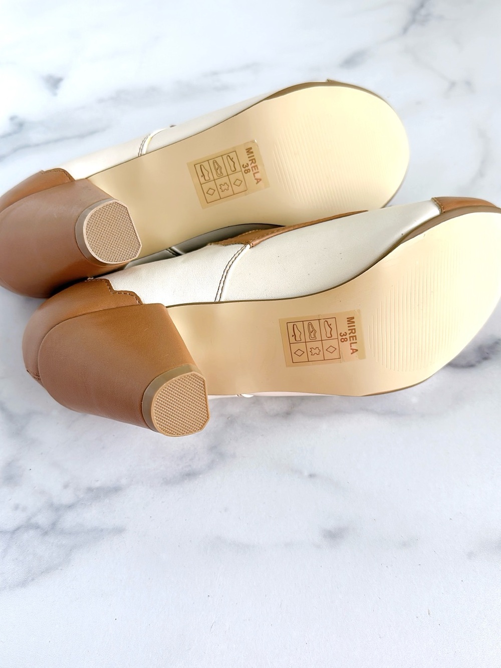 chelsea crew Two-Tone Lace-Up Heels in Cream and Tan - Picture 6 of 6